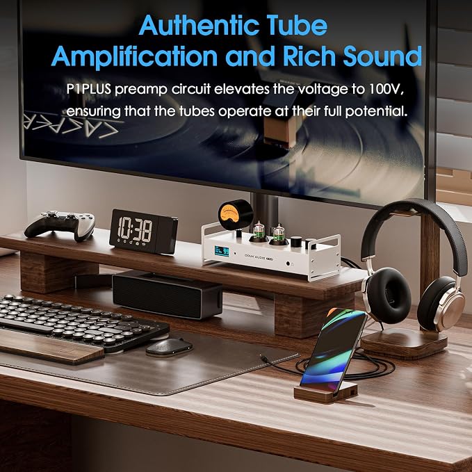 Douk Audio 2 Channel Bluetooth Vacuum Tube Preamp, Hi-Fi Headphone Amp - Image 4