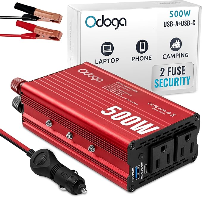 500W Car Power Inverter 12v to 110v – Car Adapter by Odoga