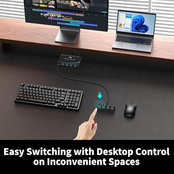 eKL USB 3.0 Switch 4 Computers Sharing USB Peripherals, 4 Port USB Switcher - Image 4