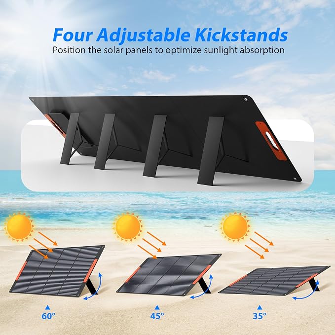 240W Portable Solar Panels for Power Station, Solar Angle Guide, - Image 7