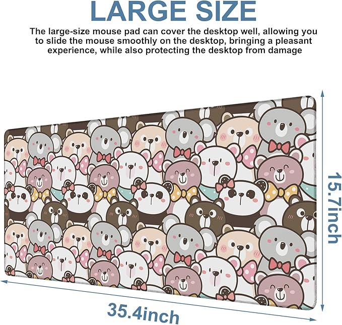 Gaming Desk Pad Large Extra Length Panda and Koala Mouse Pad Keyboard Laptop - Image 3