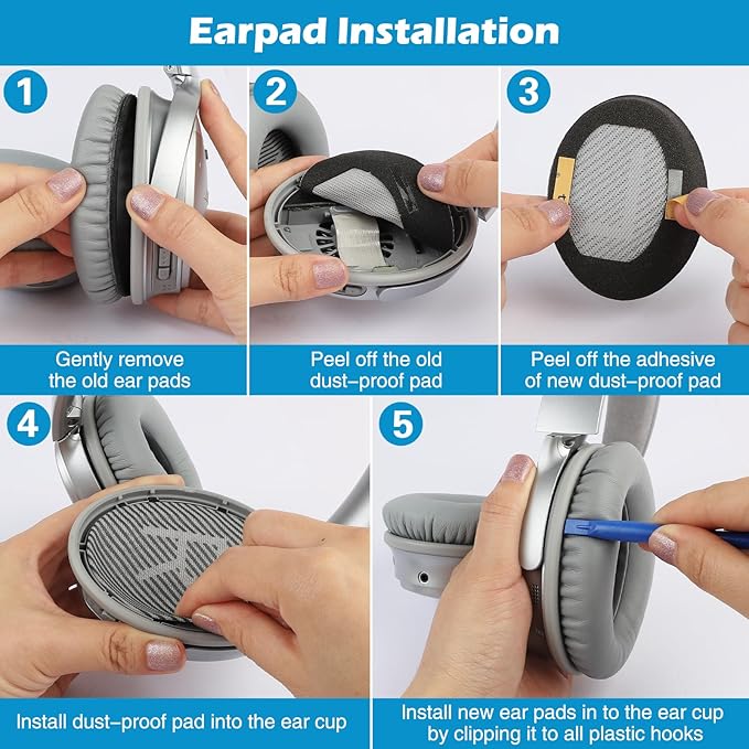 Ear Pads for Bose QuietComfort 35 ii, Premium Softer Leather Replacement Pads - Image 6