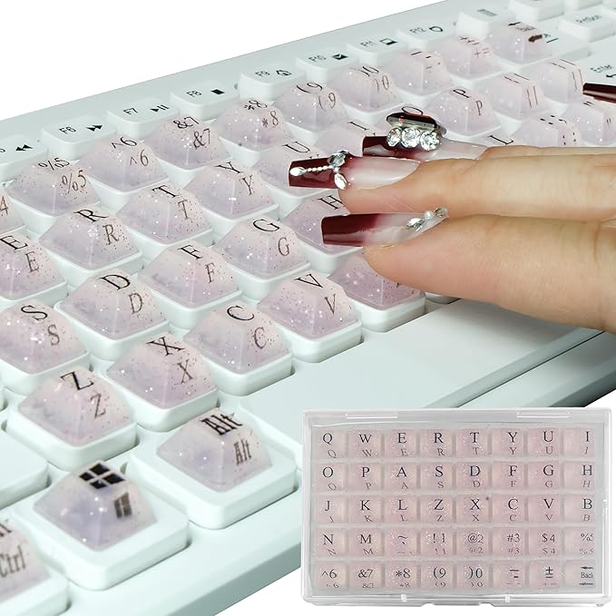80 Pcs Keyboard Sticker for Long Nails Typing and Gaming, Symbolic and by Ivaso