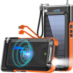 GOODaaa Solar Power Bank, 45800mAh Wireless Portable Charger Built-in Cables by GOODaaa