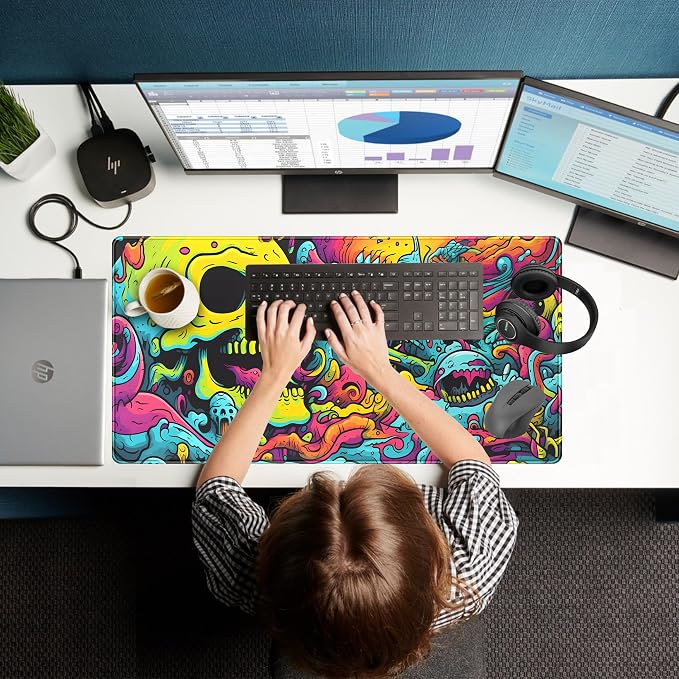 Gaming Desk Mat Skull Desk Pad Extended Mouse Pad XXL, Cool Mouse and Keyboard - Image 6