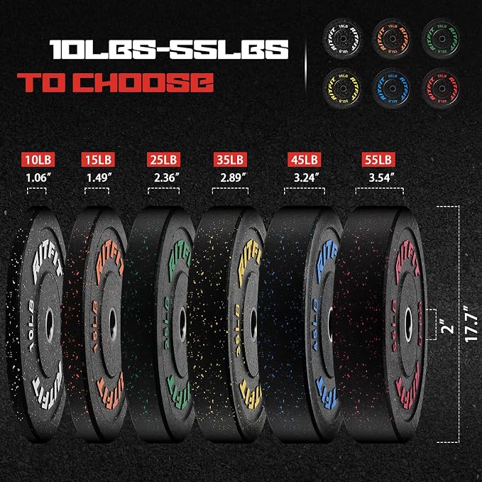 RitFit Bumper Plates, Colored Fleck-Rubber Weight Plates - Image 3