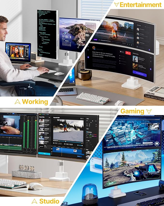monTEK Dual Monitor Arm for up to 57" and 59.4 lbs Ultrawide Screen, Aluminum - Image 7