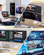 monTEK Dual Monitor Arm for up to 57" and 59.4 lbs Ultrawide Screen, Aluminum - Image 7