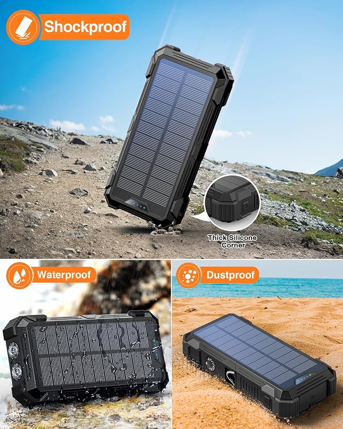 GOODaaa Solar Power Bank, 42800mAh Portable Charger 20W Fast Charging External - Image 5