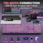 EWEADN V20 Typewriter Keyboard Wireless, 104 Keys Typewriter Style Mechanical - Image 3