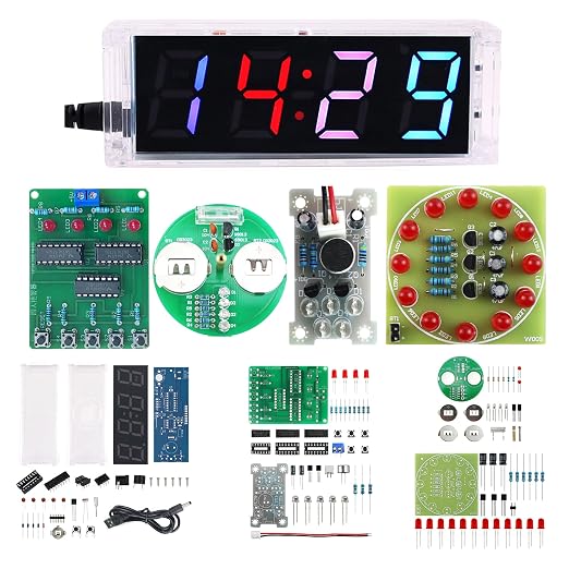 Soldering Practice Kit DIY RGB Alarm Clock Green Sound Sensor RGB Gyro Red by Yidab