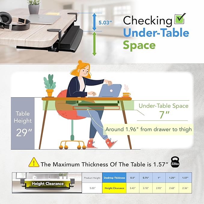 EHO Clamp-On Retractable Adjustable Keyboard Tray, Under Desk Ergonomic - Image 3