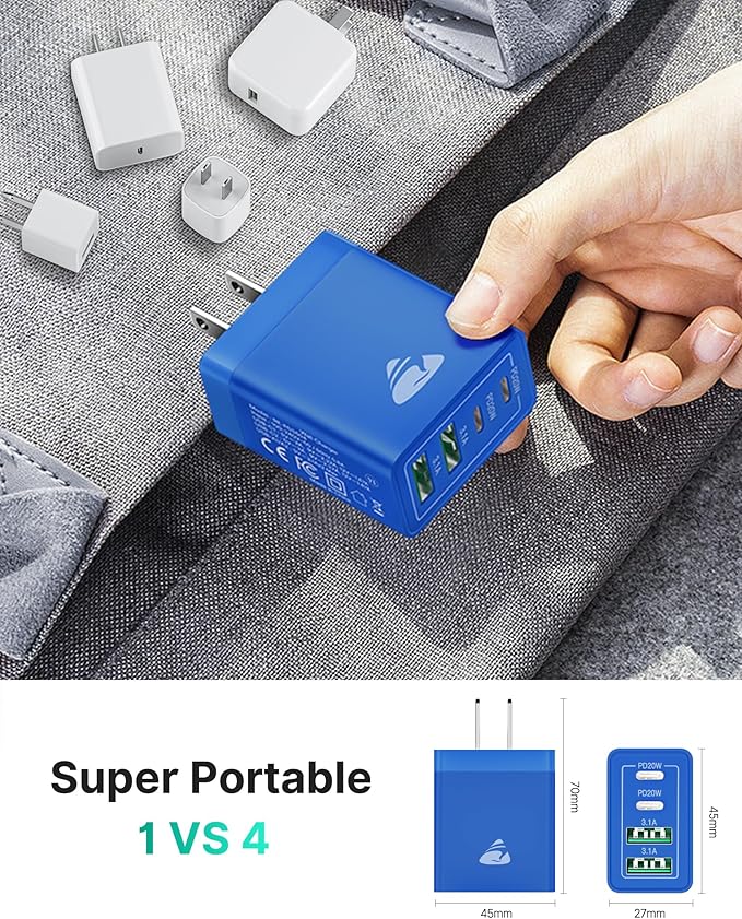 USB C Wall Charger, 40W Fast USB C Charger Block, 4-Port PD + QC Wall Plug - Image 7