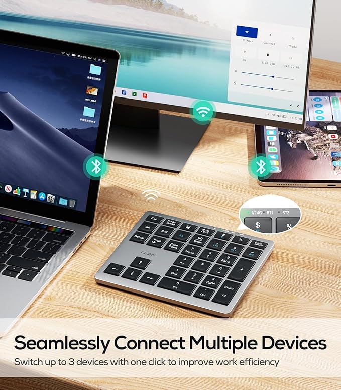 Nulea Wireless Number Pad Bluetooth 5.0 & 2.4G Portable Numeric Keyboard - Image 2