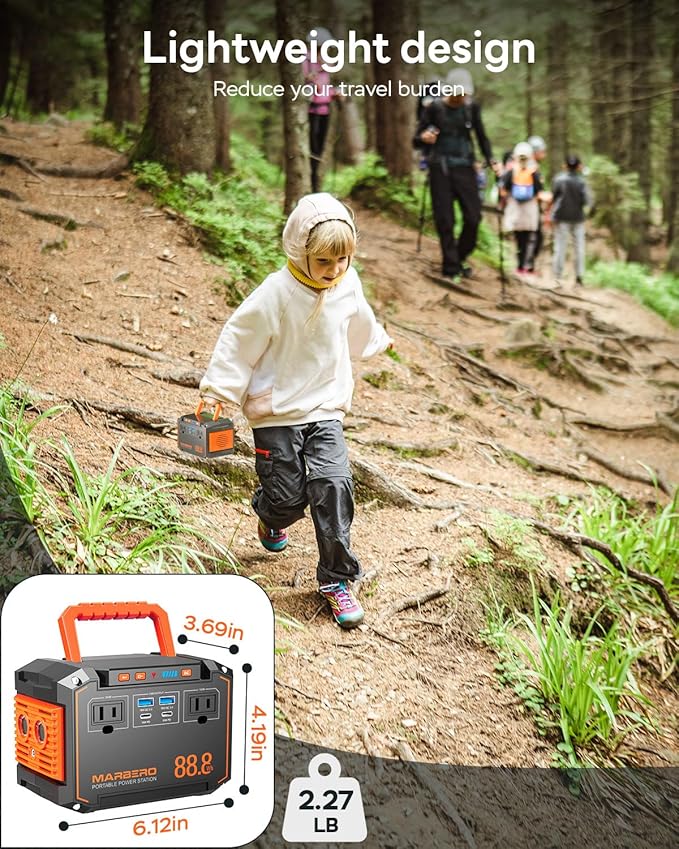 MARBERO 88.8Wh Portable Power Station Backup Lithium Battery Solar Generator - Image 5