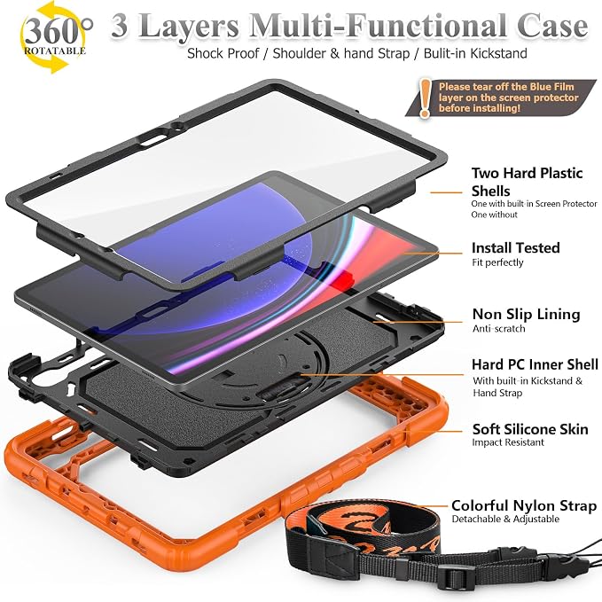 SEYMAC stock Case for Samsung Galaxy Tab S10 FE / S9 / S9 FE 5G Tablet Case - Image 7