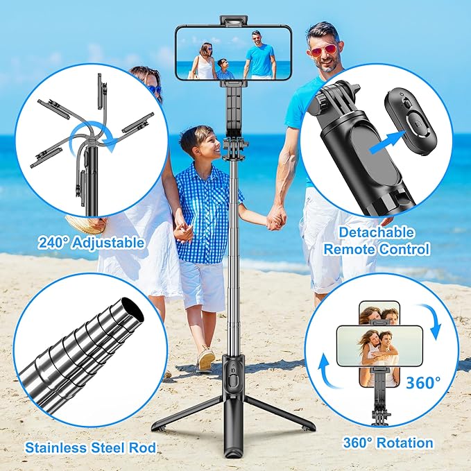 SelfieShow Selfie Stick, Extendable Selfie Stick Tripod - Image 2
