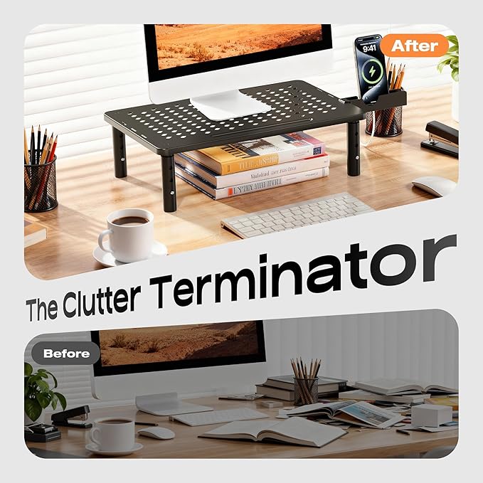 Computer Monitor Stand Riser for Desk, 3 Height Adjustable PC Laptop TV Desktop - Image 6