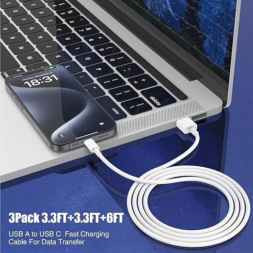 Car Carplay Cable for iPhone 16 15 Pro Plus Pro Max，3-Pack USB A to USB C Cable - Image 6