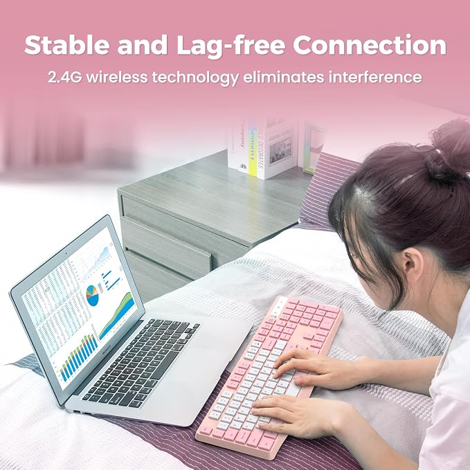 Lovaky Wireless Keyboard, 2.4G Ergonomic Wireless Computer Keyboard, Enlarged - Image 5