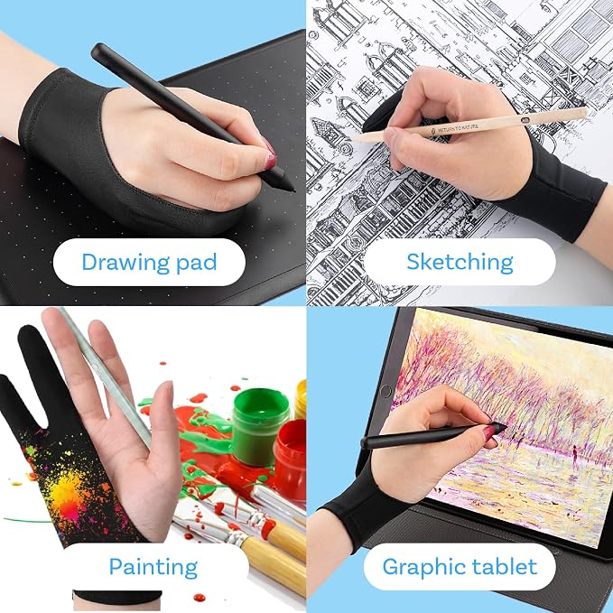 MMOBIEL Drawing Glove for Digital Tablet and Sketching Model A 2-Finger Palm - Image 4