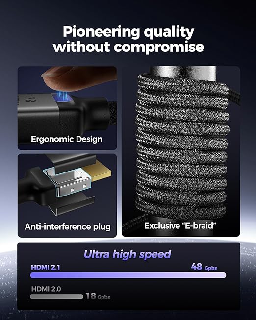 Silkland Long 10K 8K HDMI 2.1 Cable 50ft, Ultra High Speed HDMI Cable 48Gbps - Image 3