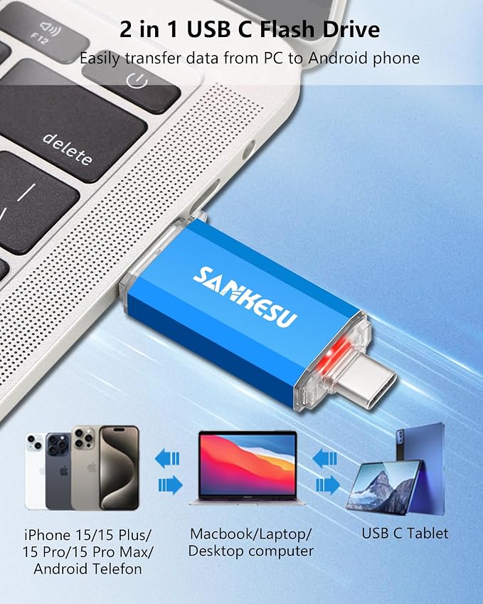 128GB 3 Pack 2-in-1 USB C Flash Drive USB-A+Type-C 3.1 Dual Drive OTG, Speed Up - Image 2