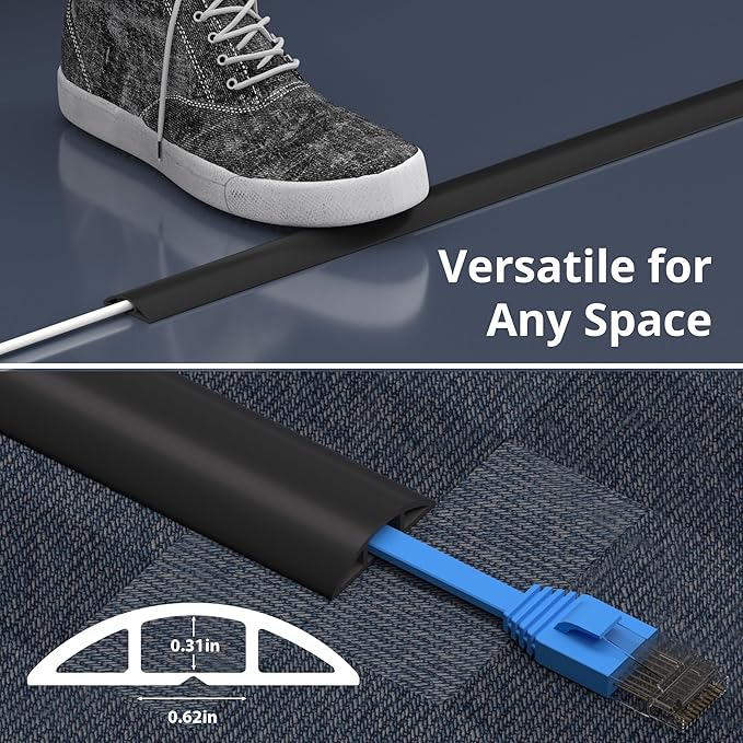ZhiYo 10ft Cord Covers for Wires on Floor, Cord Hider Floor Hide Extension Cords - Image 6