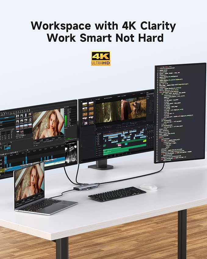 USB C Docking Station 3 Monitors 4K@60Hz, 14-in-1 Laptop Docking Station - Image 3