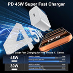 45W USB C iPhone 17 16 Pro Max Charger Block Type C iPhone 16 17 Super Fast - Image 2