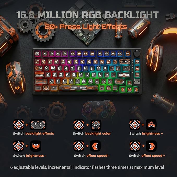 RK ROYAL KLUDGE 75% HE Mechanical Gaming Keyboard Wired Hall Effect Magnetic - Image 8