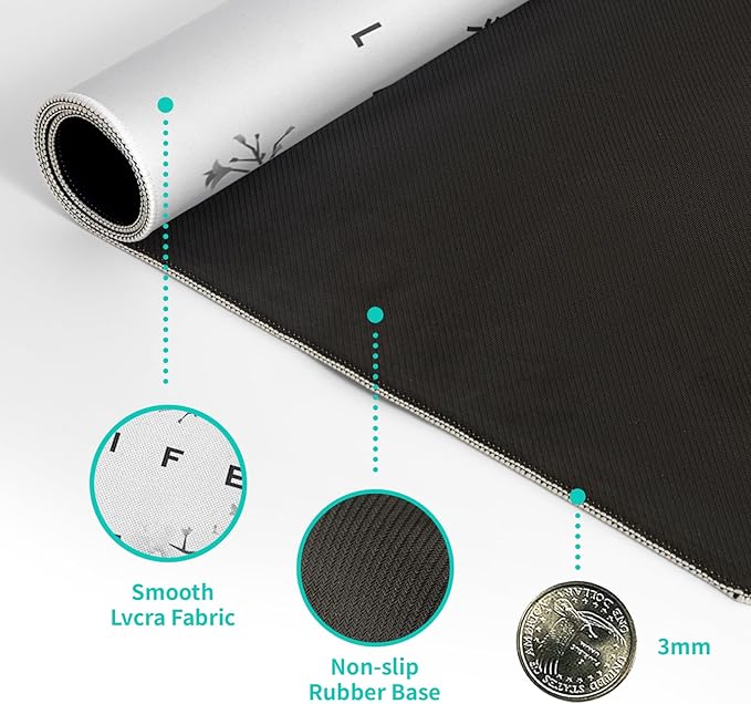 Black and White Mouse Pad 31.5 X 11.8 Inch Japanese Cherry Blossom Extended - Image 8