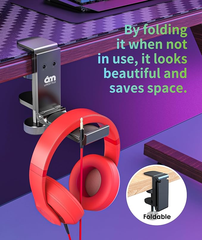 6amLifestyle Foldable All Aluminum Headphone Hook Holder - Image 2