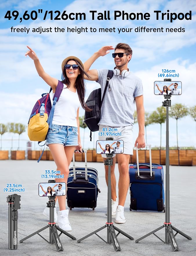Aluminum Selfie Stick Phone Tripod, 360° Ball Head Selfie Stick - Image 4