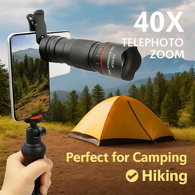 40X Telephoto Lens with Tripod for iPhone Android Phones, 2-in-1 Mobile Phone - Image 8