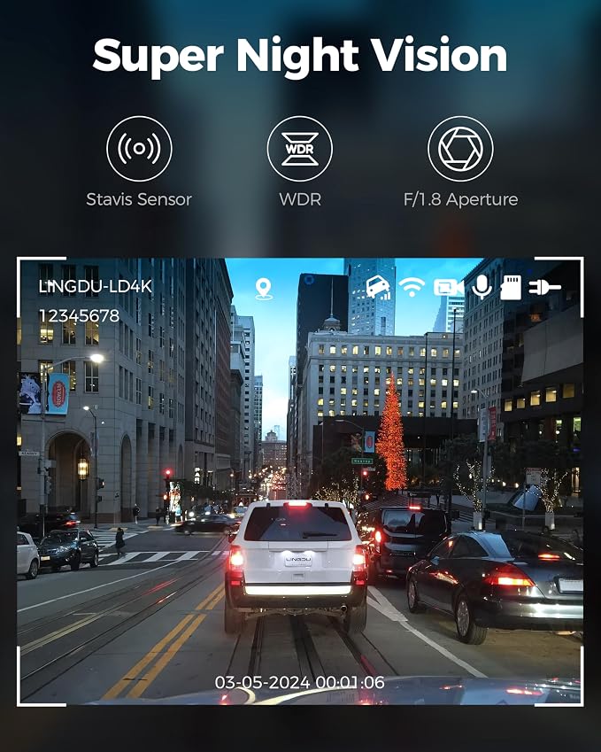 12" Mirror Dash Cam, 4K UHD Front and 2.5K Rear View Dash Camera - Image 6