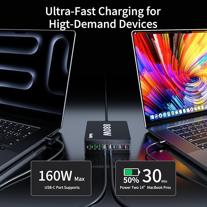 880W USB C Charger Block Charging Station 8 Port Fast GaN Chager 140W 160W PD - Image 5