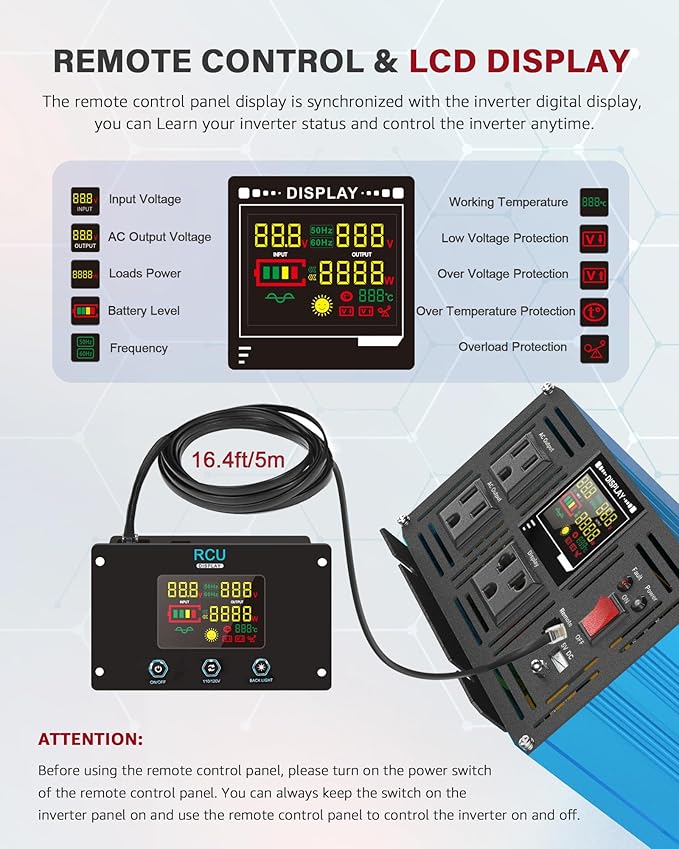 4000 Watt Pure Sine Wave Power Inverter DC 24V to 110/120V AC - Image 4