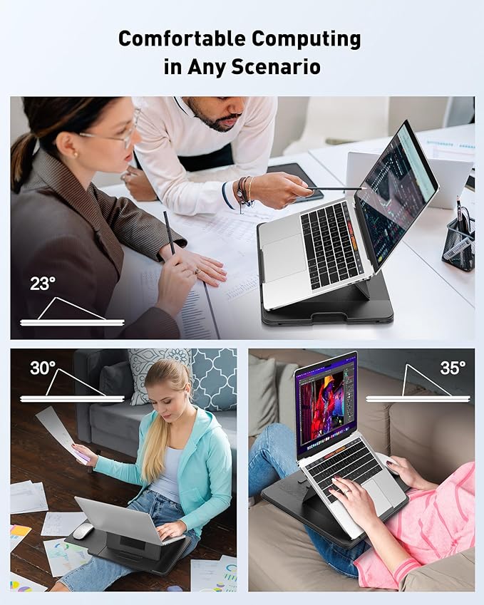 AboveTEK Adjustable Laptop Lap Desk, 3 Ergonomic Angles, PU Leather Non-Slip - Image 7