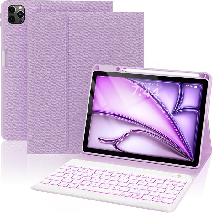Keyboard Case for iPad Air 5th/4th Pro 11 inch, 7-Color Backlit Detachable by OPAKIT