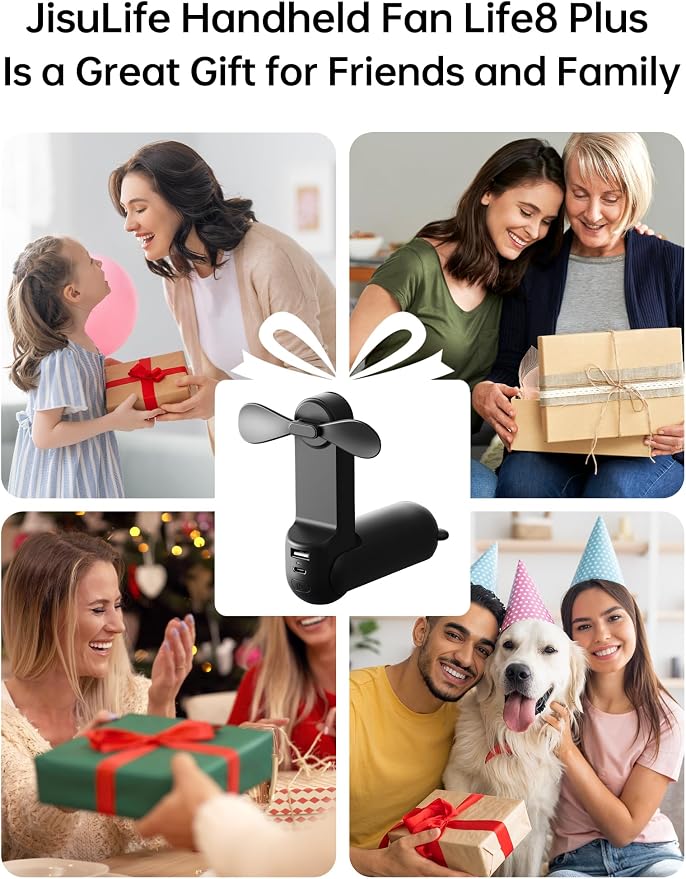 JISULIFE Handheld Fan with 4500 mAh Powerbank Max 37 Hours Runtime, Pocket - Image 8