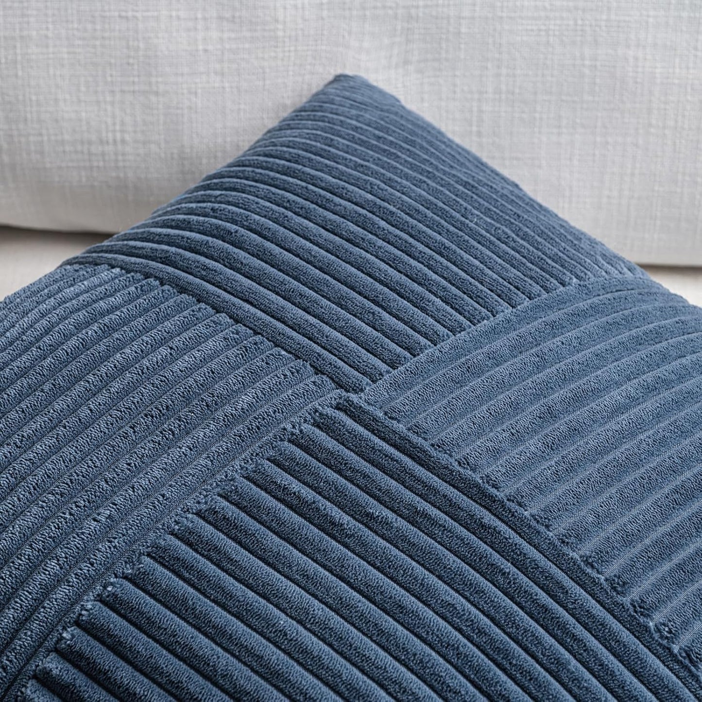 Fancy Homi 2 Packs Dusty Blue Long Lumbar Decorative Throw Pillow Covers 12x24 Inch for Couch Bed Sofa, Rustic Farmhouse Boho Home Decor, Soft Striped Corduroy Rectangle Accent Cushion Case 30x60 cm