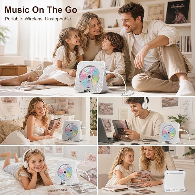 Gueray CD Player Portable Bluetooth Desktop CD Player - Image 9