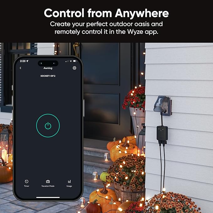 Wyze Plug Outdoor, Dual Outlets Energy Monitoring, 2.4GHz WiFi Smart Plug - Image 3