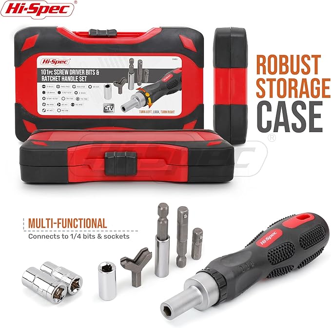 Hi-Spec 101pc Multi Bits Screwdriver & Ratcheting Handle Tool Set Kit. Complete - Image 3
