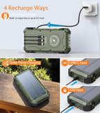 Army Green Solar Power Bank 42800mAh, 15W Wireless Portable Charger - Image 3
