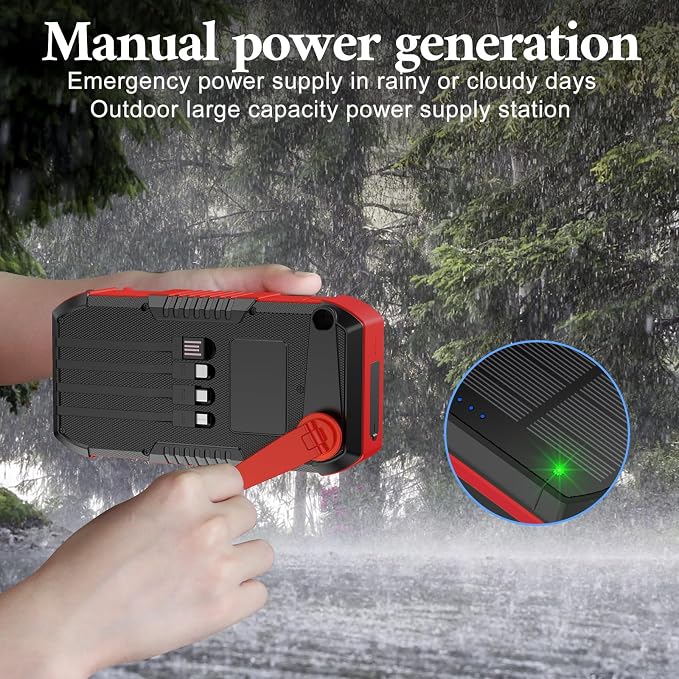 Solar Power Bank 66800mAh Built in Hand Crank and 4 Cables 22.5W Fast Charge - Image 9