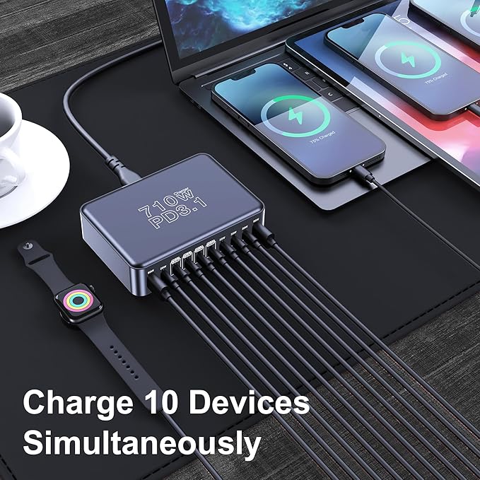CHIPOFY 710W USB C Charger Block, 10 Port USB C Charging Station, Dual PD3.1 - Image 5