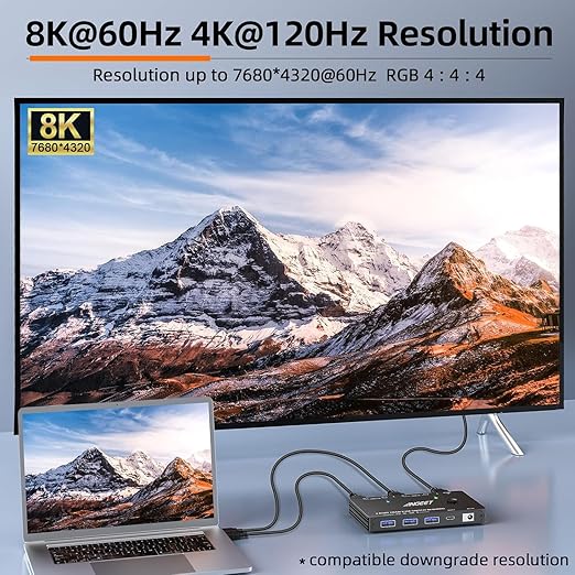 KVM Switch 1 Monitor 2 Computers 8K@60Hz, HDMI KVM Switches - Image 7