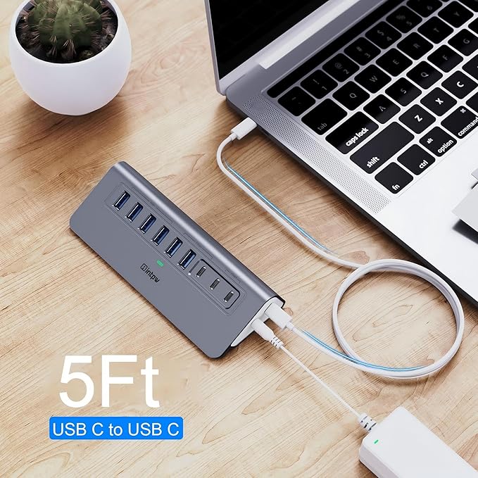 Powered USB Hub 10Gbps, intpw YH6AC 9-Port USB HUB - Image 9
